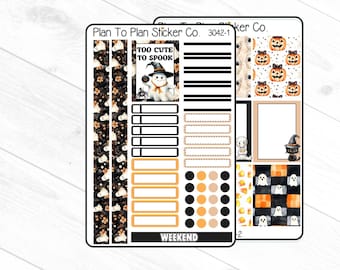 3042~~Too Cute To Spook Halloween 6 PG. Weekly Kit Planner Stickers.