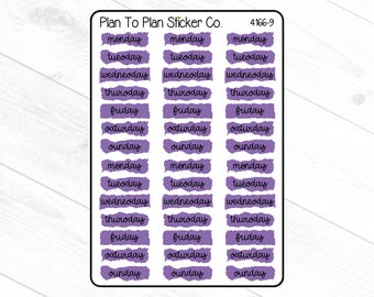 4166-9~~Days of the Week (Purple) Planner Stickers.