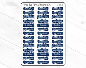 4166-8~~Days of the Week (Navy) Planner Stickers.