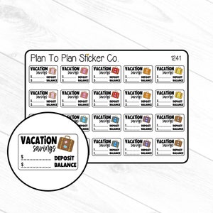 1241~~Vacation Savings Tracker Planner Stickers.