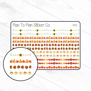 May include: A sheet of fall-themed stickers with various designs, including acorns, leaves, pumpkins, and sunflowers. The sticker sheet is labeled "Plan To Plan Sticker Co." and "1475".