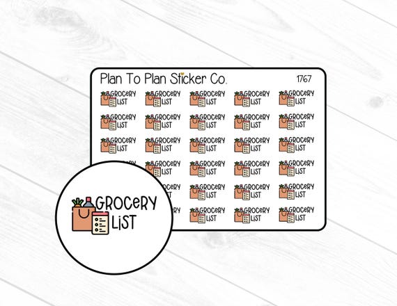 1767~~ Grocery List Planner Stickers.
