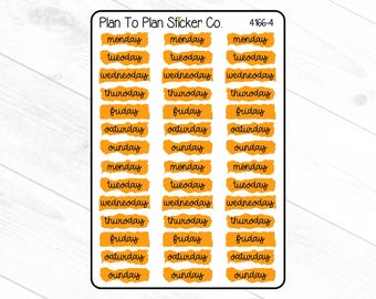 4166-4~~Days of the Week (Orange) Planner Stickers.