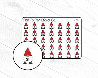 2150~~Christmas Gnome Date Covers Planner Stickers.