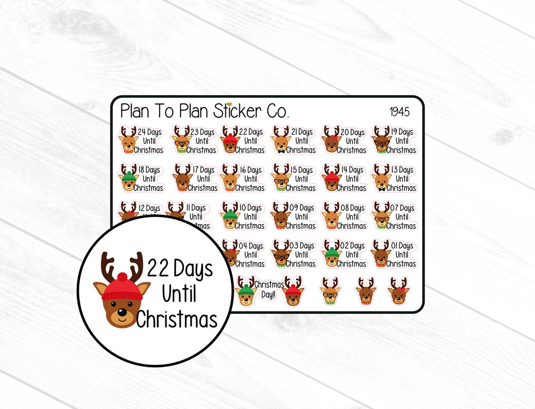 1945~~christmas Reindeer Countdown Planner Stickers. - Etsy