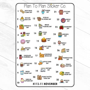 4113-11~~November Wacky Food Holidays Planner Stickers.
