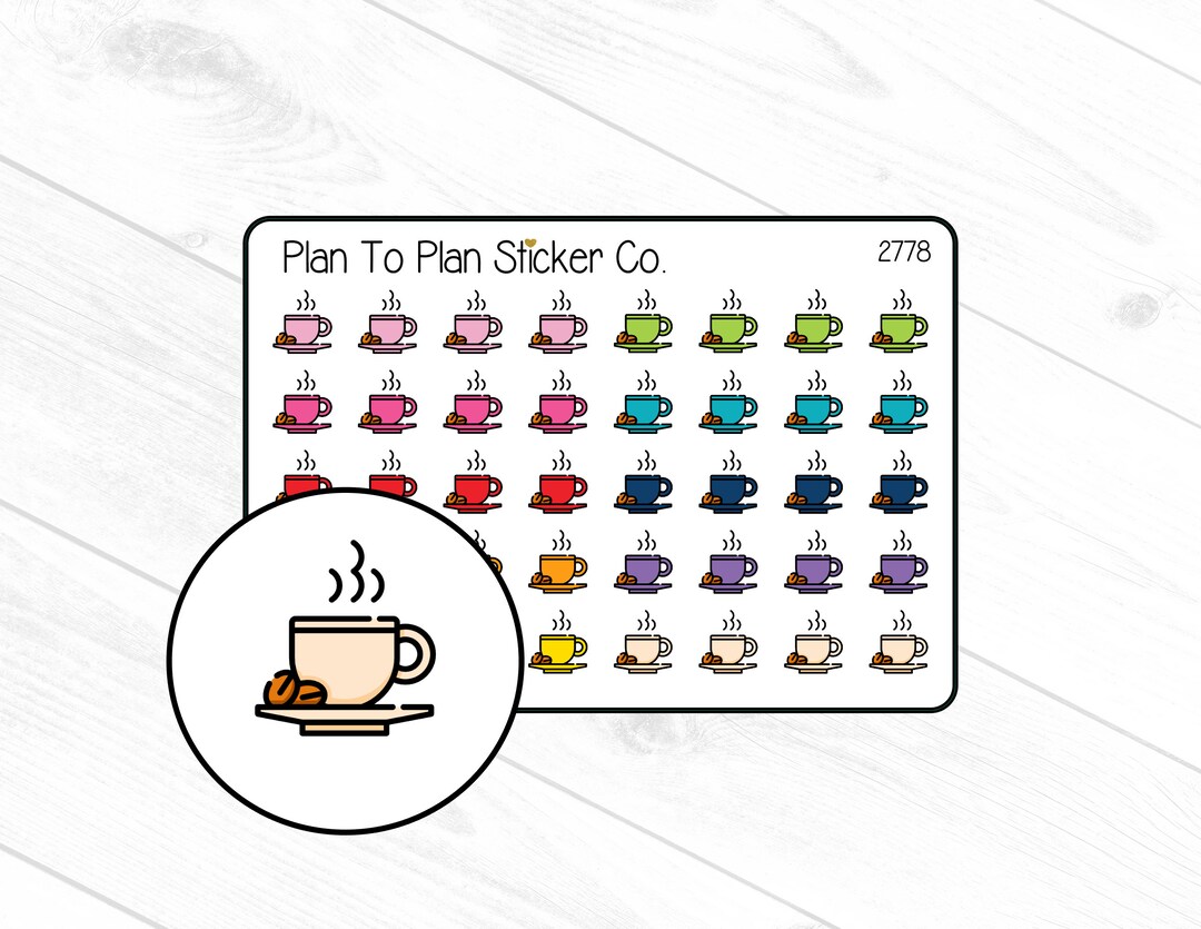 2778~~coffee Cups Planner Stickers. - Etsy