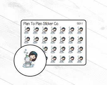 1301~~Clean The Bathroom Girl Planner Stickers.