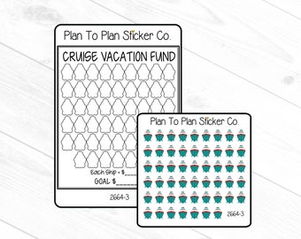 2664-3~~Cruise Vacation Fund Savings Plan Planner Stickers.