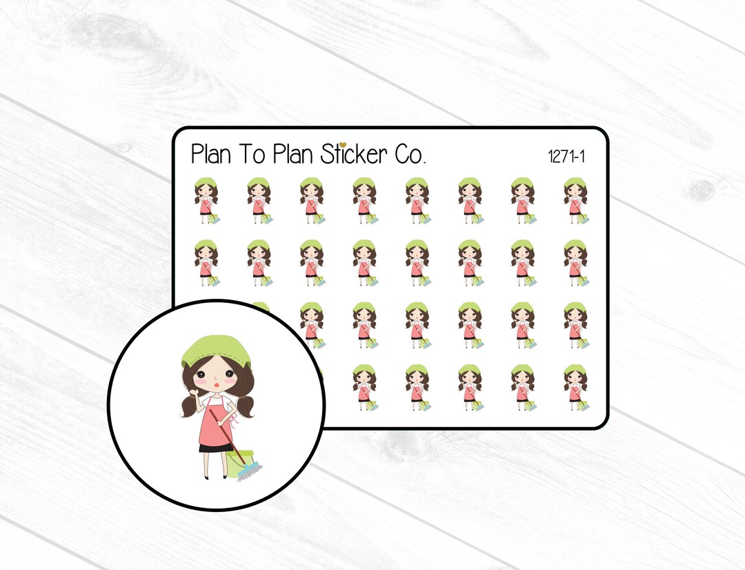 1271~~ Cleaning Girl Planner Stickers. - Etsy