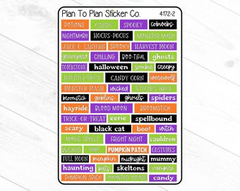 4172-2~~Halloween Word Strips Planner Stickers.