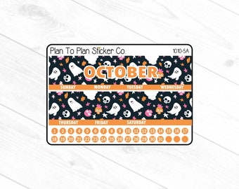 1010-5C~~October 8.5X11 Monthly View Planner Stickers.