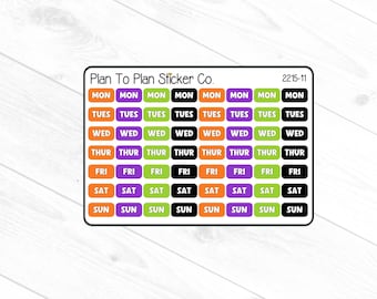 2215-11~~Halloween Days of The Week Planner Stickers.
