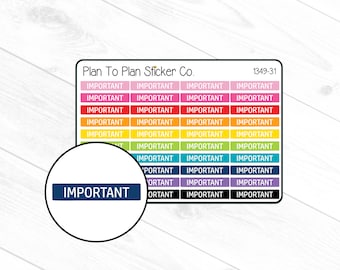 1349-31 Important Header/Dividers Planner Stickers