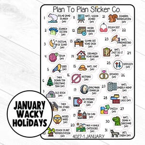 4027--1~~January Wacky Holidays Planner Stickers.