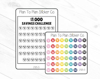 2125-3~~52 Week 1,000 Savings Challenge Planner Stickers.
