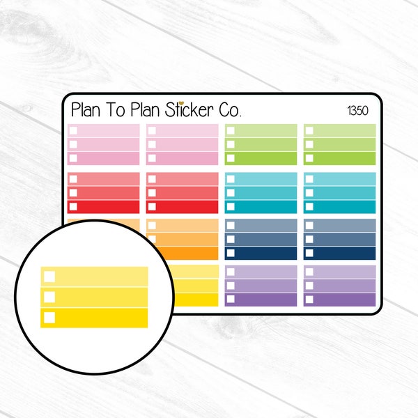 1350~~Ombre Half Box Checklist Planner Stickers.