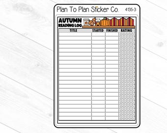 4135-3~~Autumn Reading Log Planner Stickers.