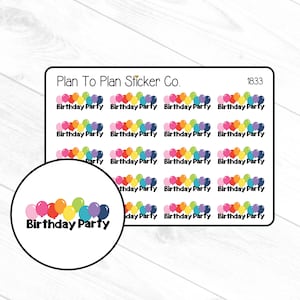 1833~~Birthday Party Planner Stickers.
