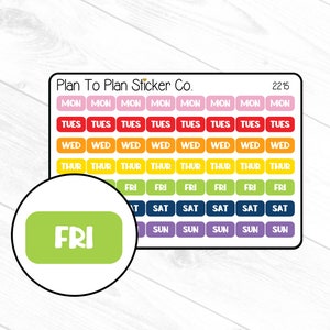 2215~~Days of The Week Planner Stickers.