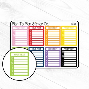 1938~~Custom Text Weekly Trackers Planner Stickers