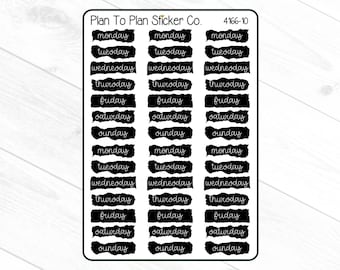4166-10~~Days of the Week (Black) Planner Stickers.