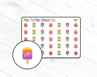 1500~~Summer Popsicle Date Cover Planner Stickers.