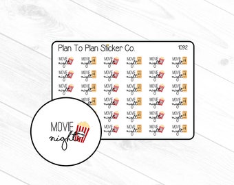 1092~~Movie Night Planner Stickers.