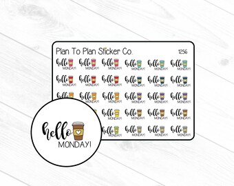 1256~~Hello Monday! Coffee Planner Stickers.