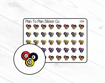 2124~~Pool/Billiards Ball Planner Stickers.