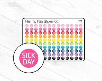1911~~Tiny Sick Day Dots Planner Stickers.