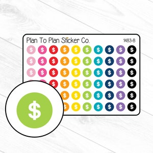 1483-8 Dollar Sign Money Icon Planner Stickers.