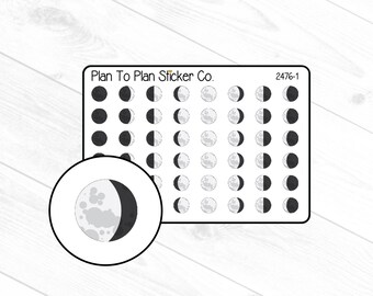 2476-1~~Moon Phases (B&W)Planner Stickers.