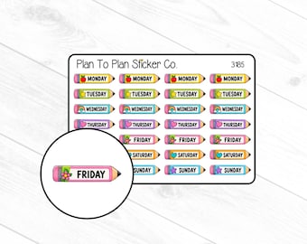3185~~Pencil Days of the Week Planner Stickers.