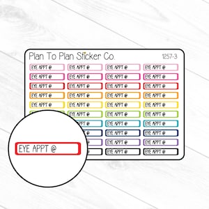 1257-3~~Eye Appt @ Reminder Planner Stickers.