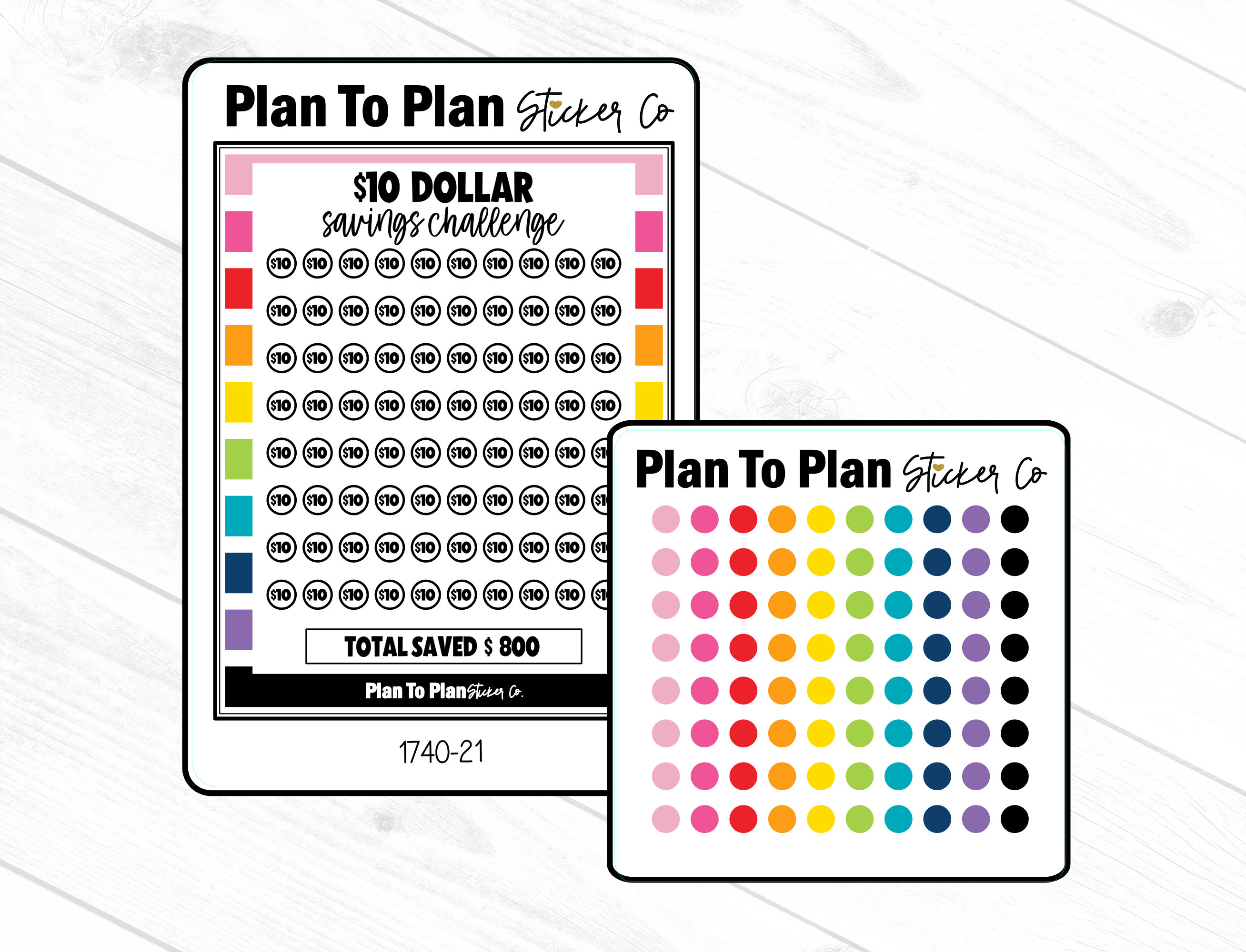 1740-21~~ten Dollar Savings Challenge Planner Stickers. - Etsy