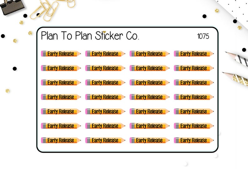 1075~~ Early Release School Tracker Planner Stickers.