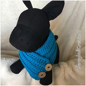 French Bulldog Pug Boston Terrier Puggle Medium Puppy Dog Breed handmade crochet Neck Warmer Button Scarf Bufanda