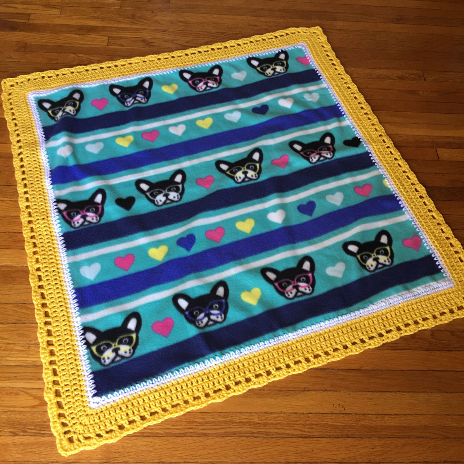 Handmade Baby Crochet Blanket French Bulldog Puppy Dog Pram Etsy