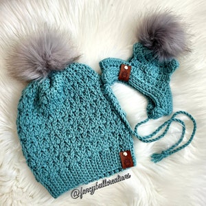 Mommy and Me Furbaby Pet Matching pompom beanie hat set Puppy Dog Frenchie French Bulldog Fashion dog hat puppy winter beanie toque