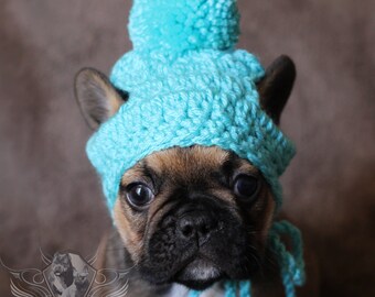 French Bulldog Clothe Puppy Beanie pom pom hat dog clothes toque gorro de ganchillo para mascota