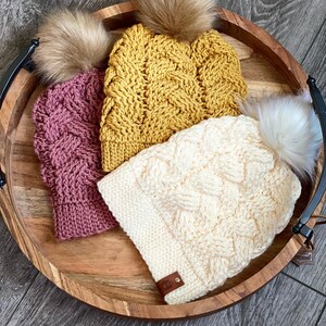 Pumpkin Spice Latte Zopfmuster Look Häkelbeanie Häkeln Wintermütze in vielen Farben Gorro Toque Tejido