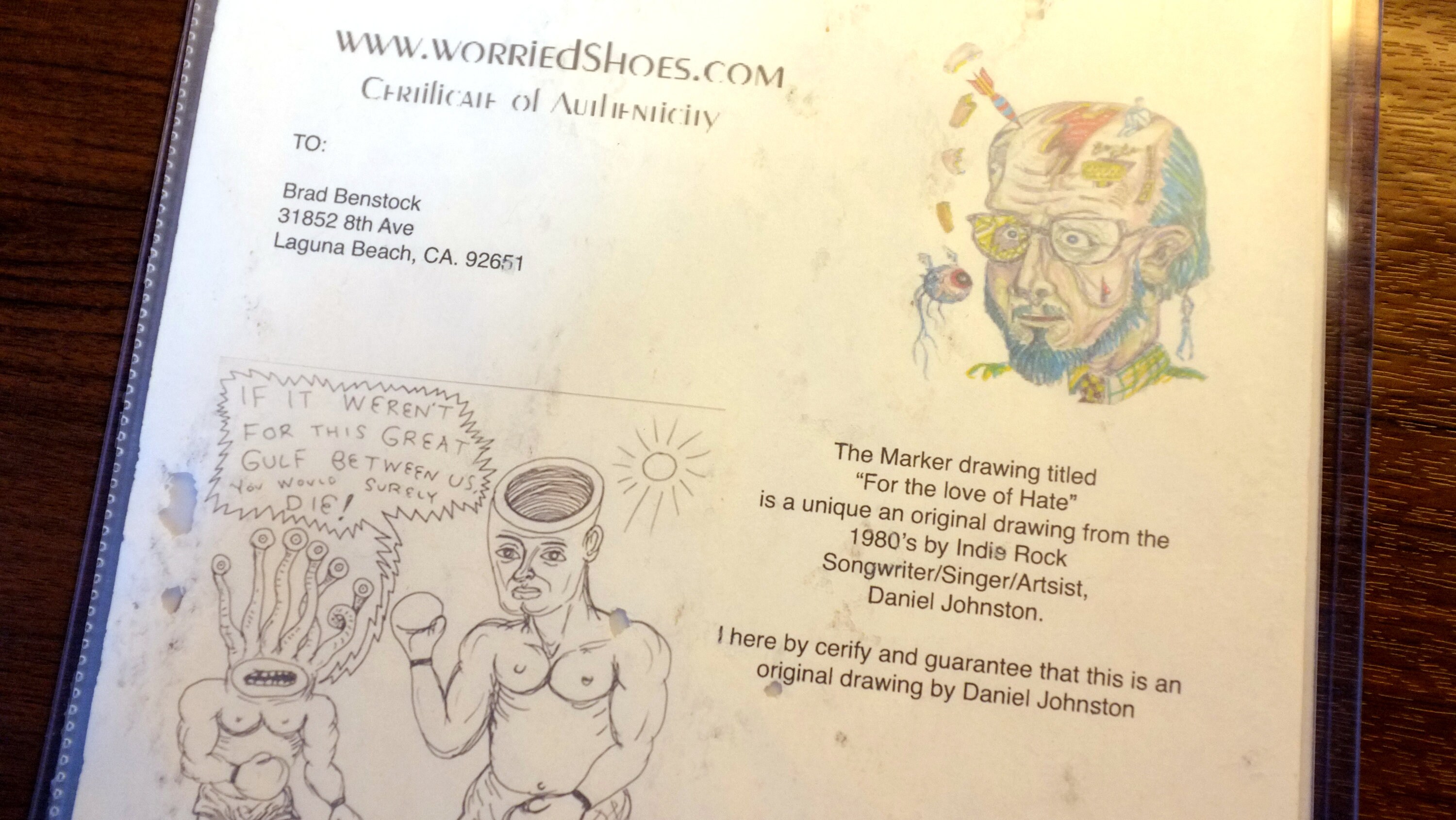 Original Daniel Johnston Signed Art. 1980s the Boxer - Etsy