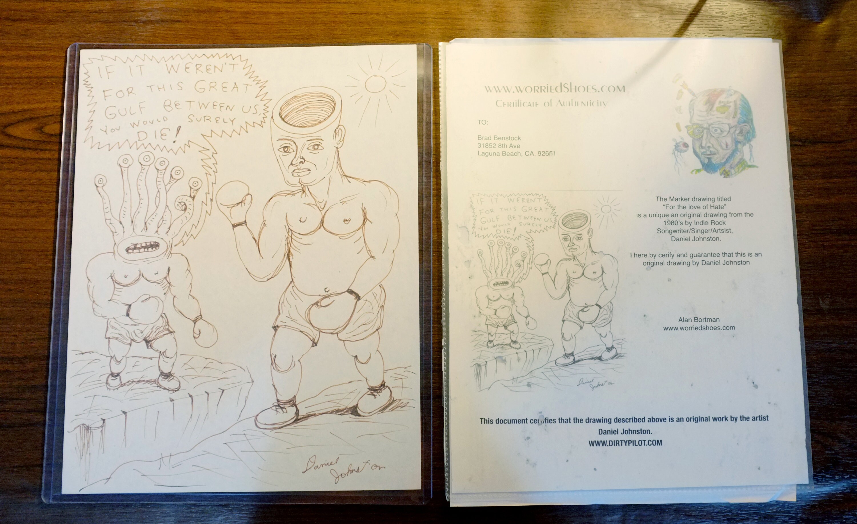 Original Daniel Johnston Signed Art. 1980s the Boxer - Etsy