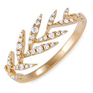 Laurel Wreath Gold and Diamond Ring/ Greek God Ring/ Roman Ring/ Trendy / 14K Gold and Diamond Ring/.18ct Natural Diamonds/Leaves Ring