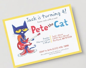 Invitación a la fiesta de cumpleaños de Pete el gato