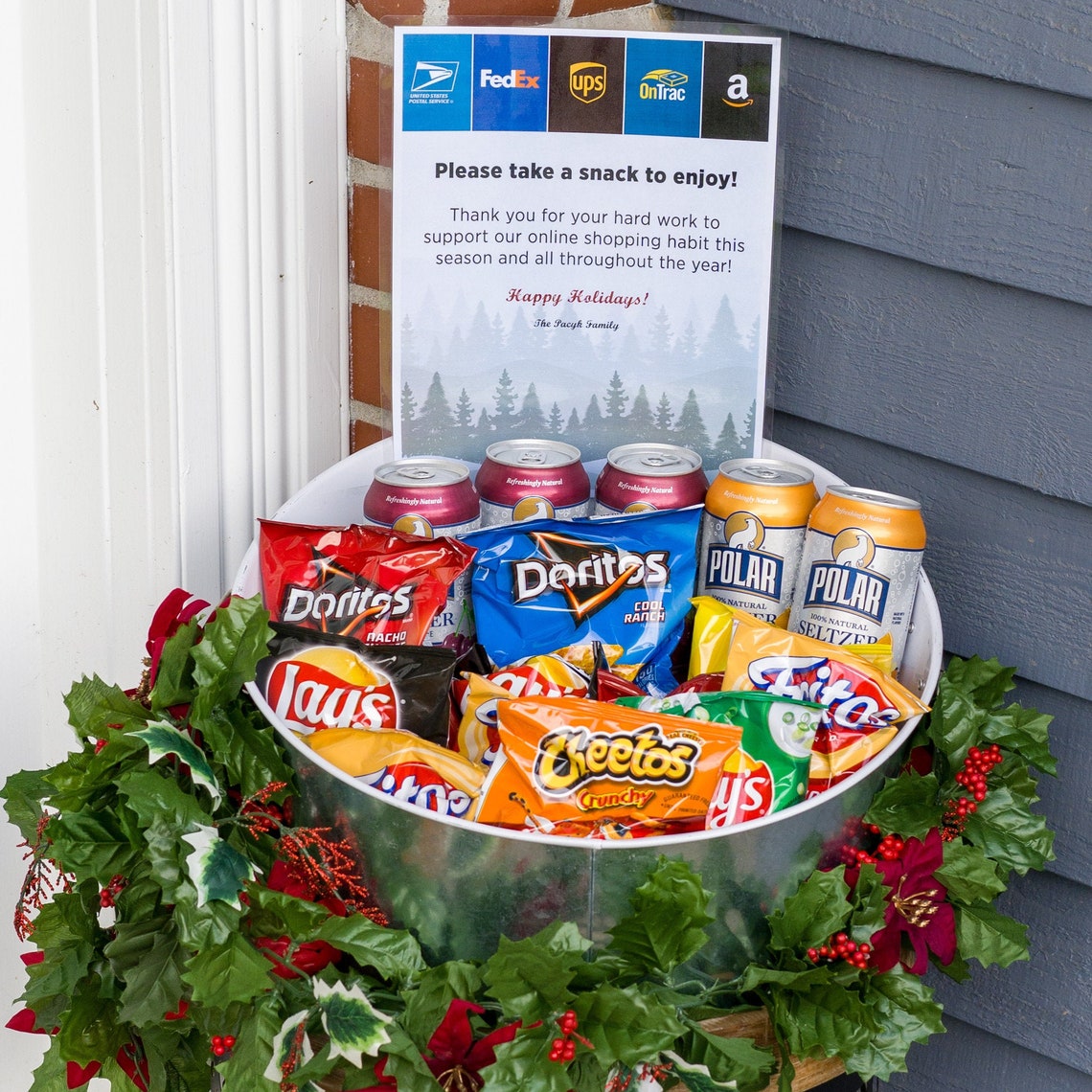 Personalized Delivery Driver Holiday Thank You and Snack Sign for UPS