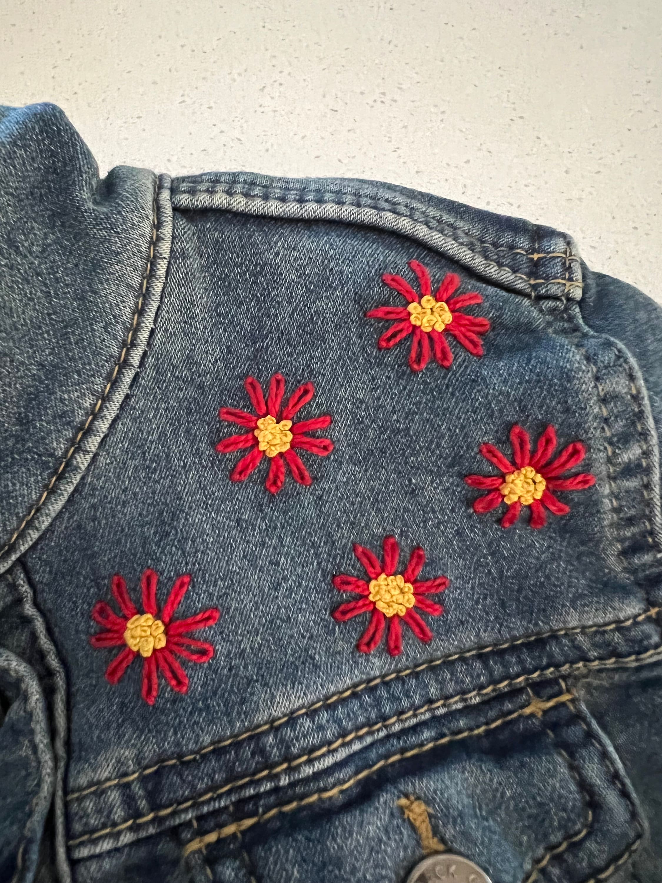 Embroidered Denim Jacket Boho | Custom Embroidery