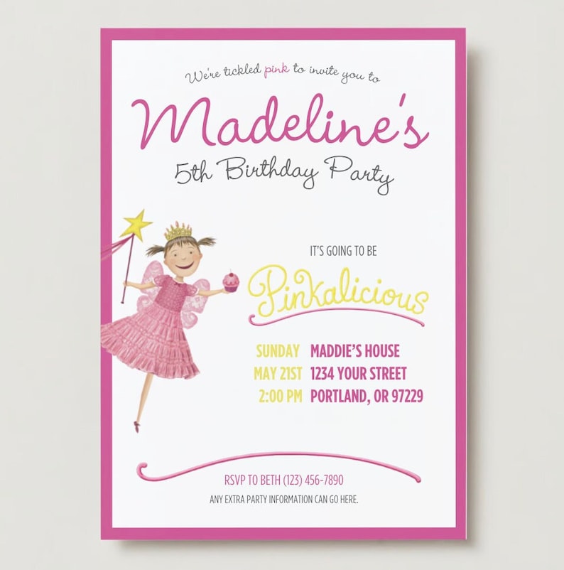 Pinkalicious Birthday Party Invitation - Etsy