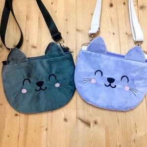 Monedero con cremallera de gato / Bolsa con cara de gatito / Bolso de mano con gatito / Bolso con cara de animal / Correa cruzada ajustable / Regalo para niña pequeña